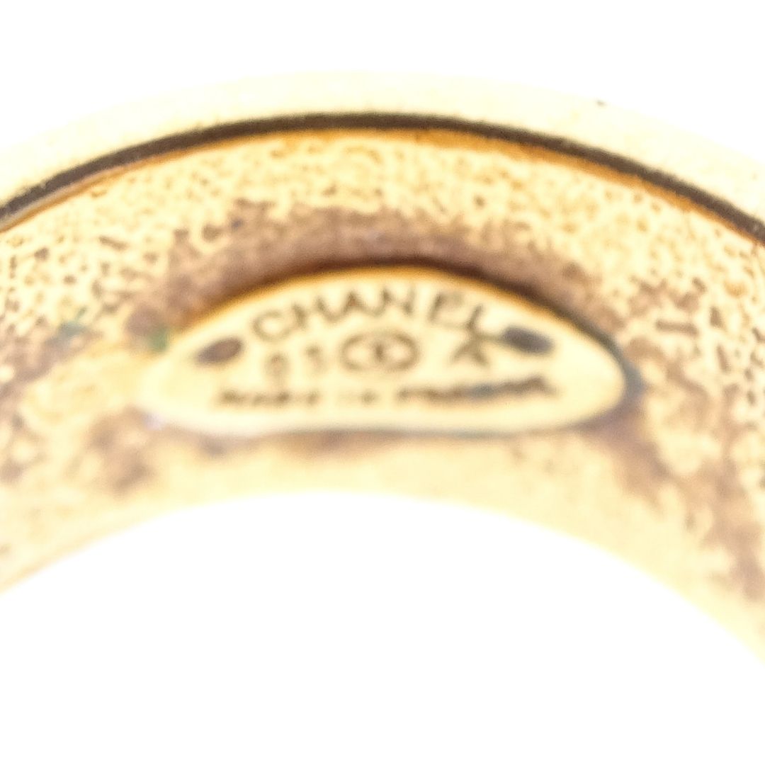 Chanel Cocktail Ring Goldtone With Costume Pearl & Strass Vintage 2005 Size 53