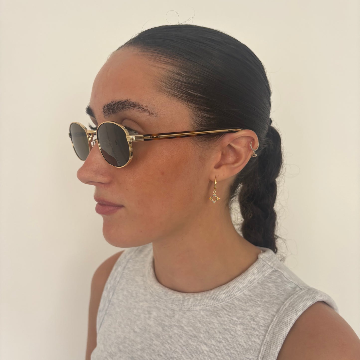 Prada Sunglasses SPR B53 Oval Goldtone