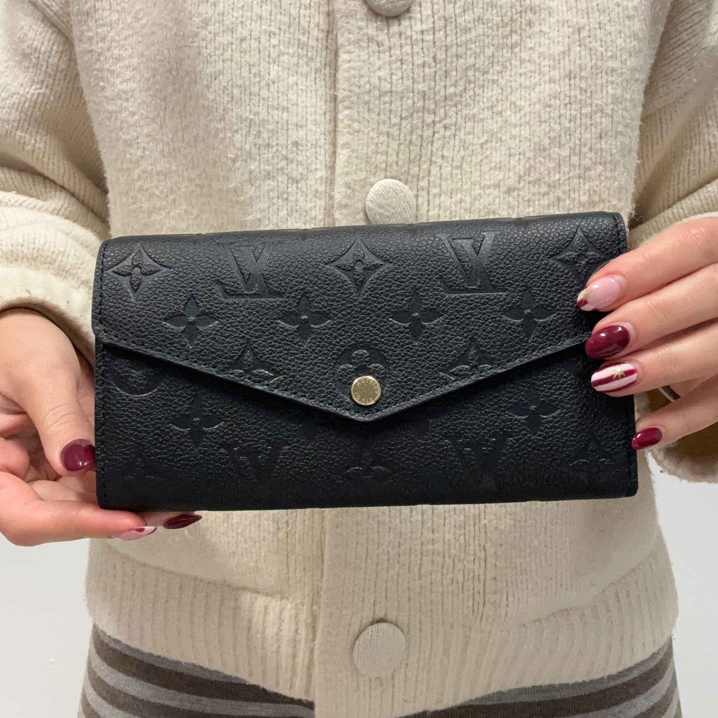 Louis Vuitton Sarah Wallet Black Empreinte Leather (NFID)
