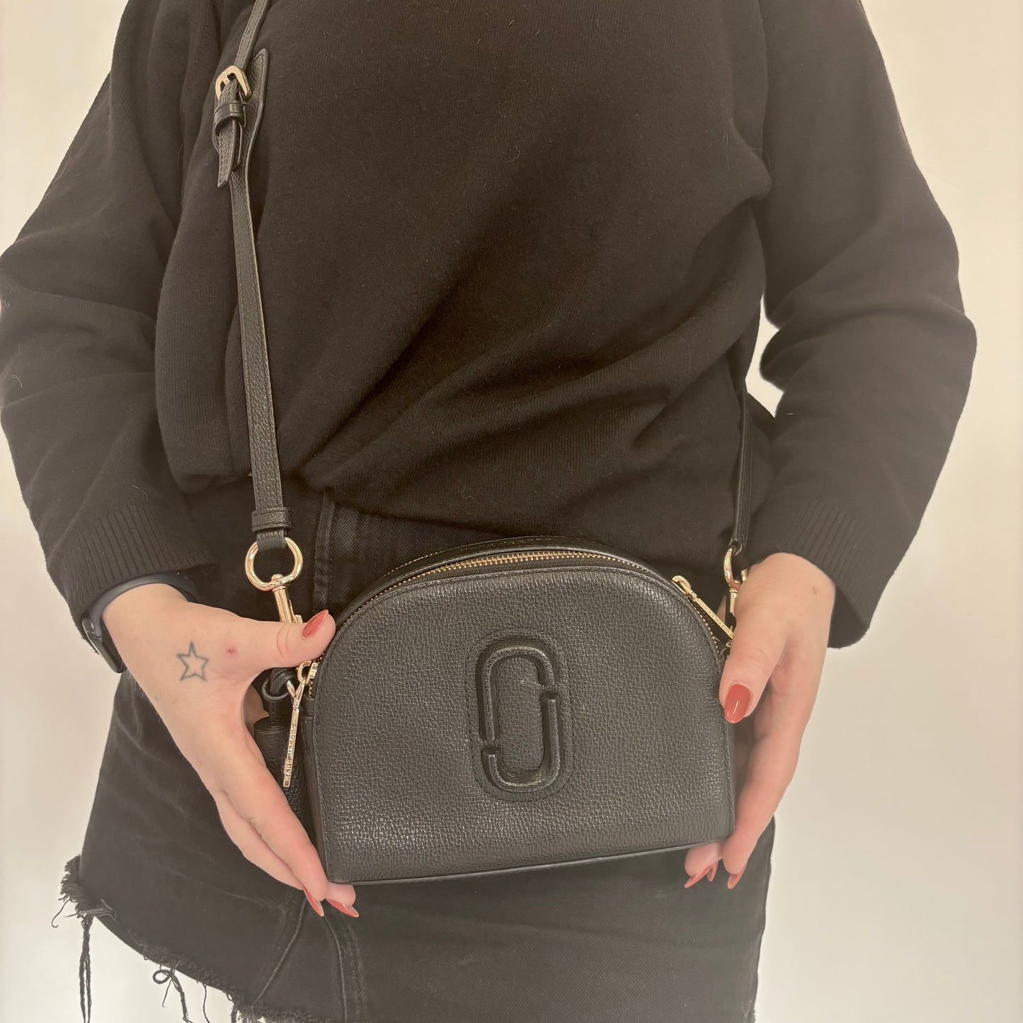 Marc Jacobs Shutter Crossbody Black Leather