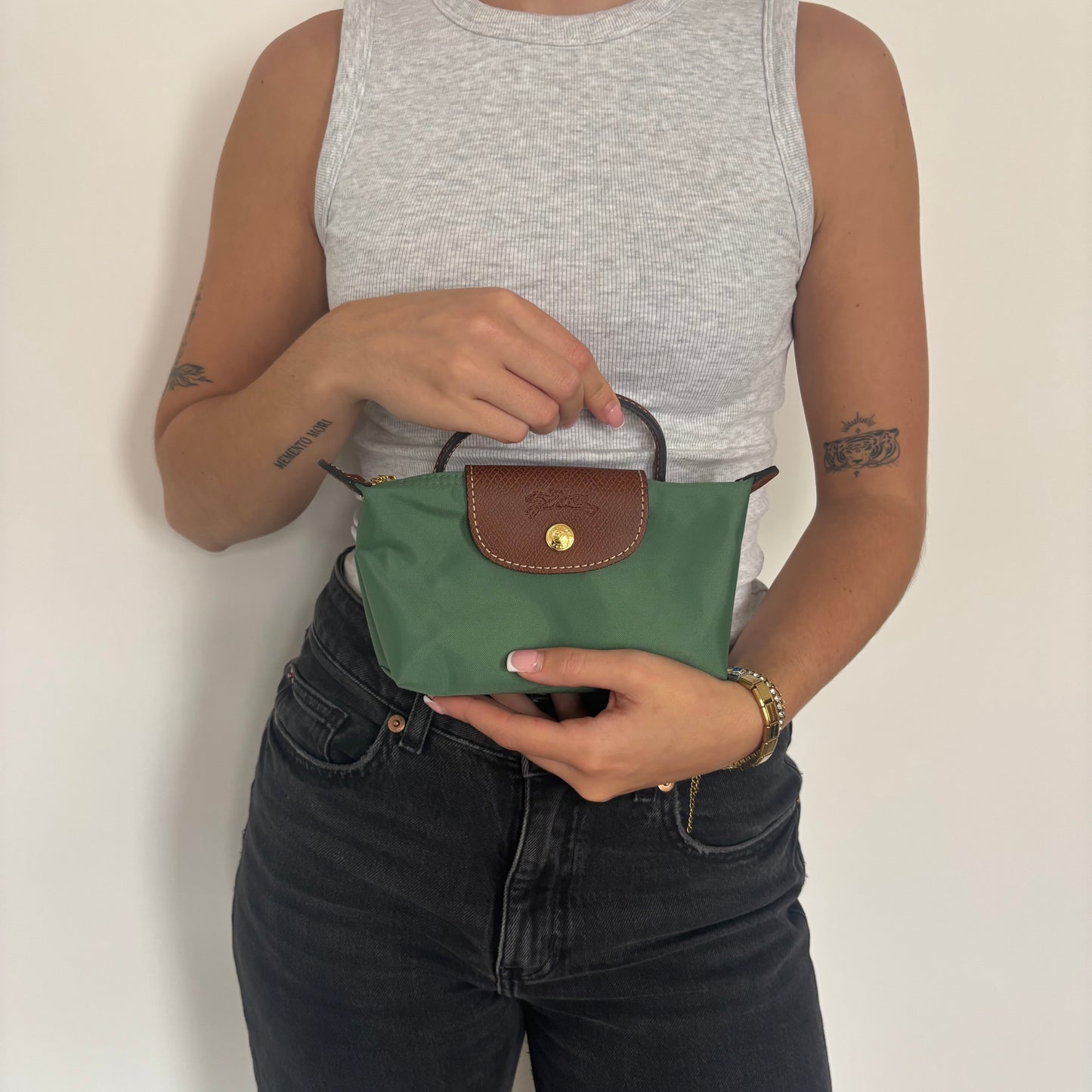 Longchamp Le Pliage Pouch Forest Green