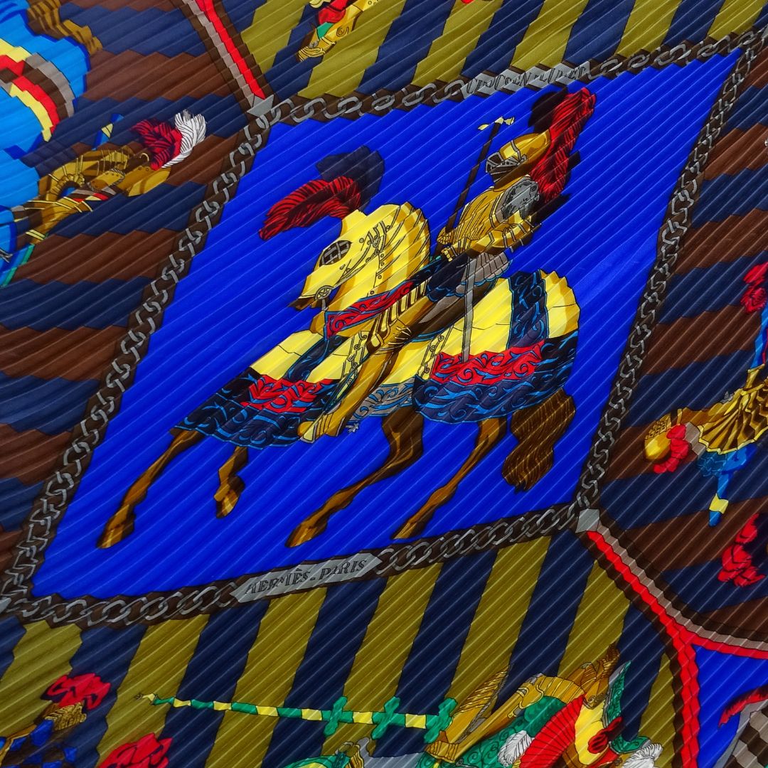 Hermes Chocs En Plumes Pleated Silk Scarf