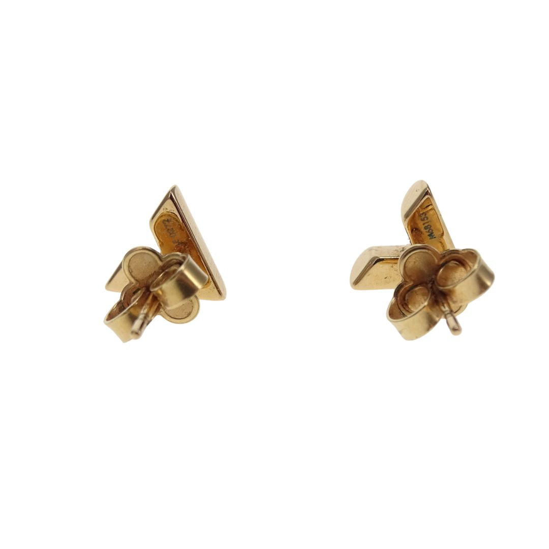 Louis Vuitton Essential V Stud Earrings Goldtone