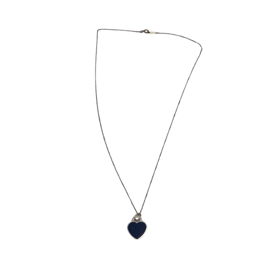 Tiffany & Co RTT Heart Tag Sterling Silver and Navy Enamel (retired colour way)