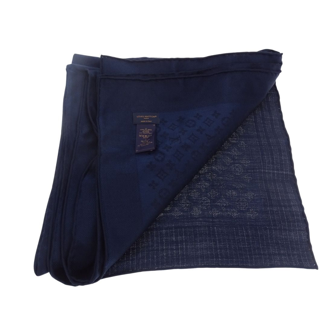 Louis Vuitton Evermore Scarf Bleu Marine Silk/Wool