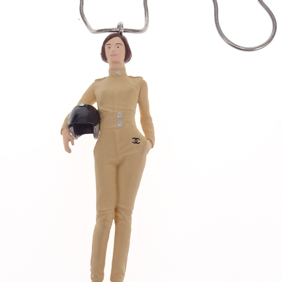 Chanel Rare Coco Kiera Knightley Figurine Pendant On Snake Chain