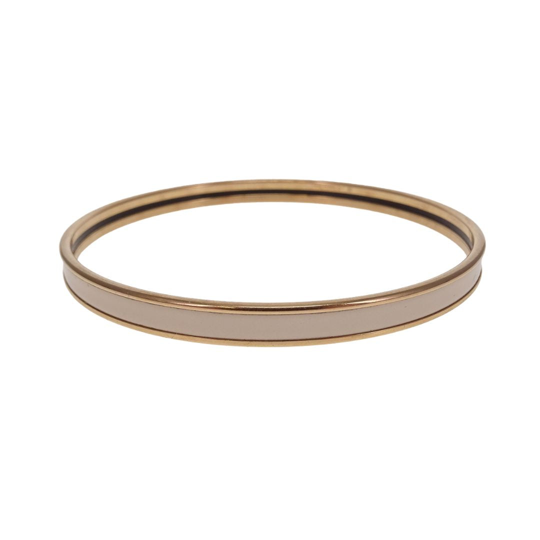 Hermes Uni Bangle In Gold And Creme Extra Narrow