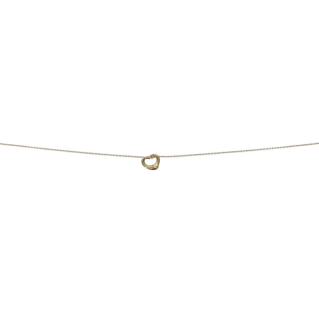 Tiffany & Co 18K Gold Elsa Peretti Open Heart 11mm Necklace
