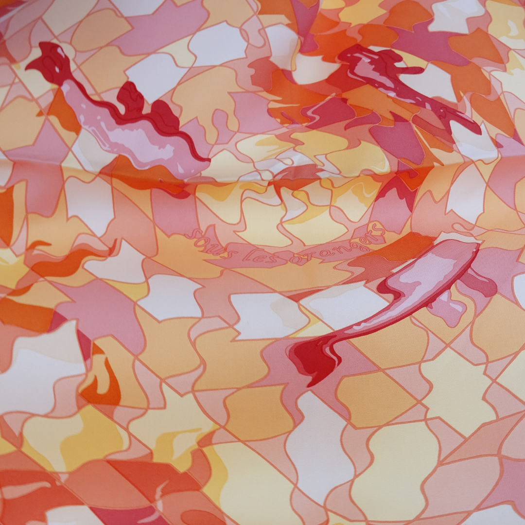 Hermes 100% Silk Sous Les Orangers 90x90cm Scarf