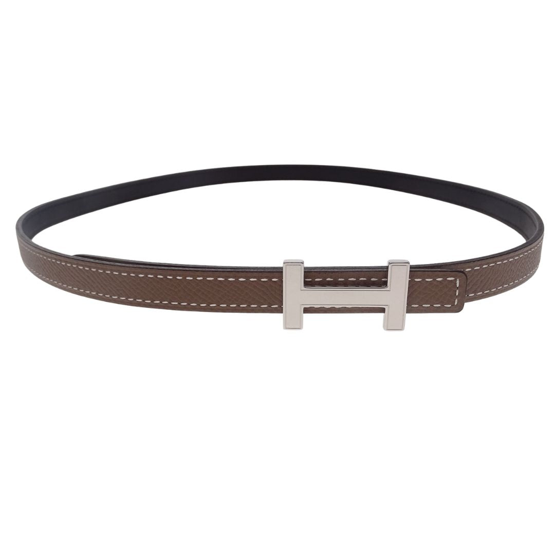 Hermes Belt 13mm Etoupe and Noir Mini Focus H Buckle 75cm 2024