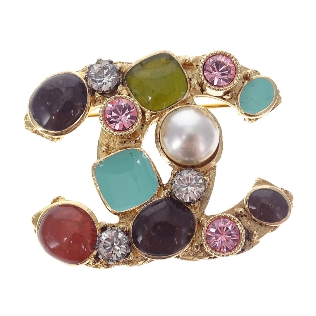 Chanel Rhinestone & Strass Brooch Multicolour & Gold 2005