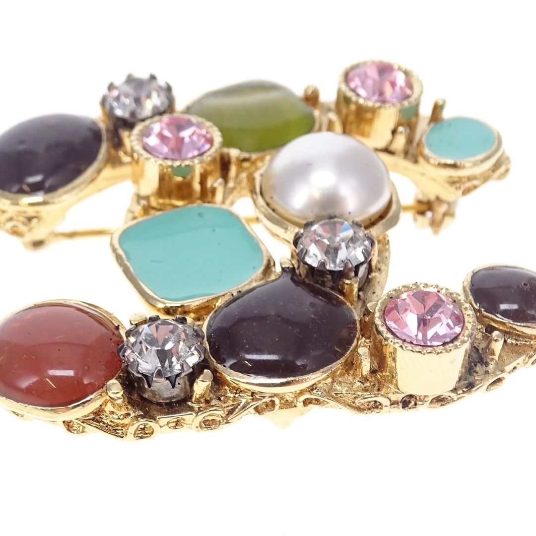 Chanel Rhinestone & Strass Brooch Multicolour & Gold 2005