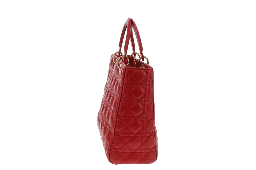 Dior Lady Dior Red Lambskin Large 2013