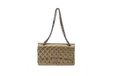 Chanel Medium Classic Patent Double Flap Gold 2012