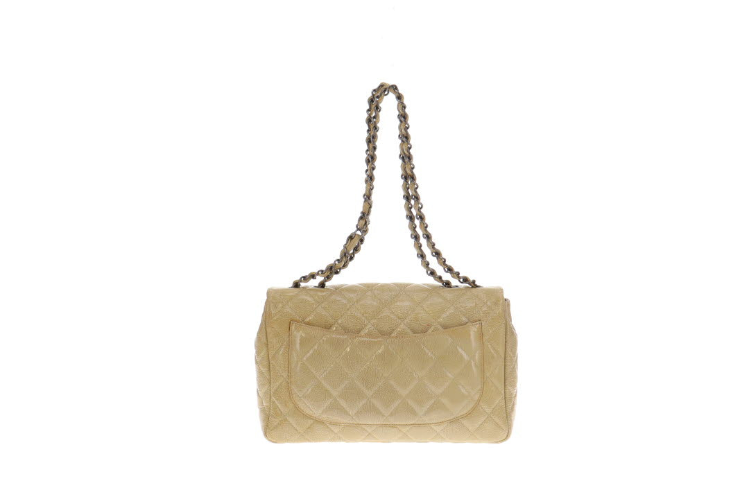 Chanel Gold Crinkled Patent Leather Seasonal Single Flap Bag 2008/09