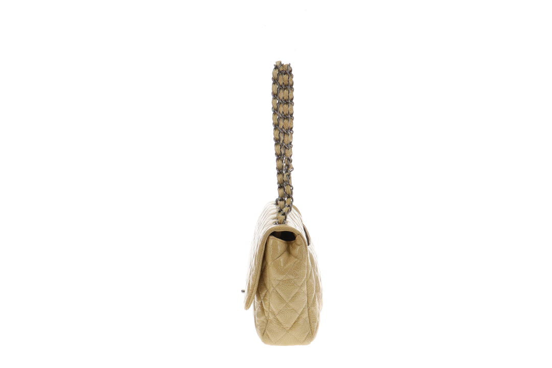 Chanel Gold Crinkled Patent Leather Seasonal Single Flap Bag 2008/09