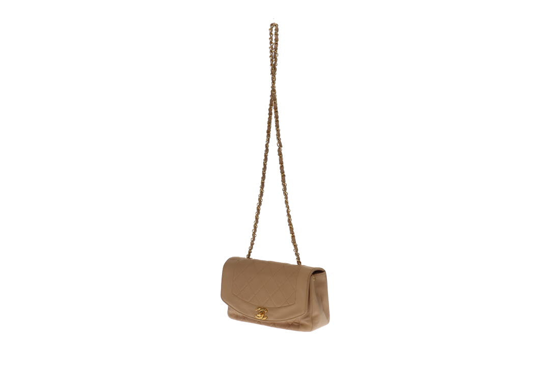 Chanel Beige Lambskin Diana Flap Bag 1989/91
