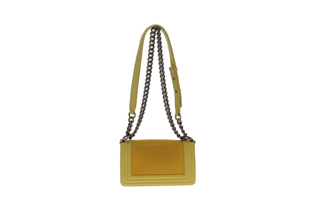 Chanel Yellow Leather and Stingray Small Boy Bag 2012