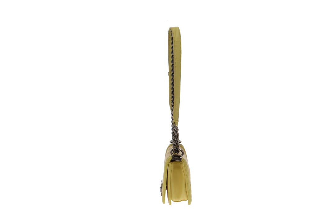 Chanel Yellow Leather and Stingray Small Boy Bag 2012