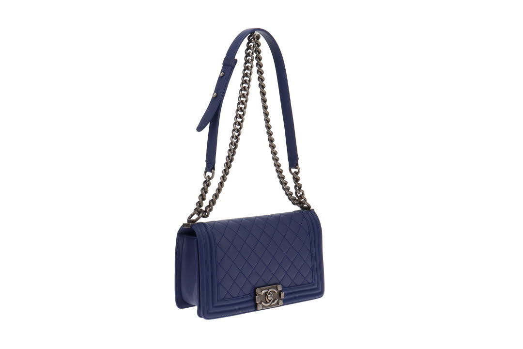 Chanel Faded Indigo Leather Old Medium Boy Bag 2013/14