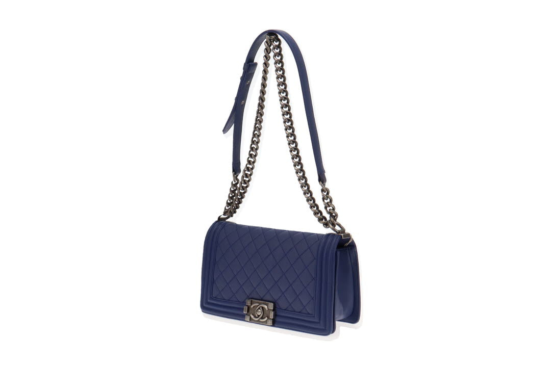 Chanel Faded Indigo Leather Old Medium Boy Bag 2013/14