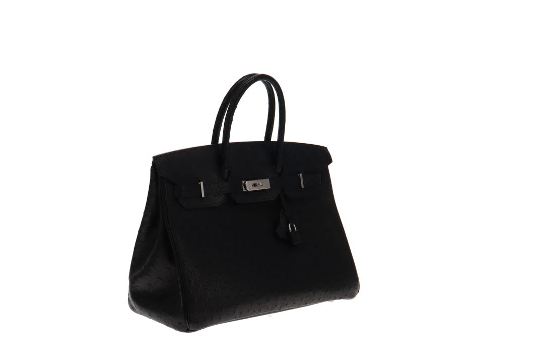 Hermes Birkin 35cm Ostrich Noir With Palladium Hardware