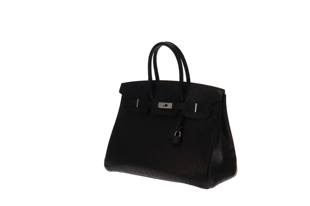 Hermes Birkin 35cm Ostrich Noir With Palladium Hardware