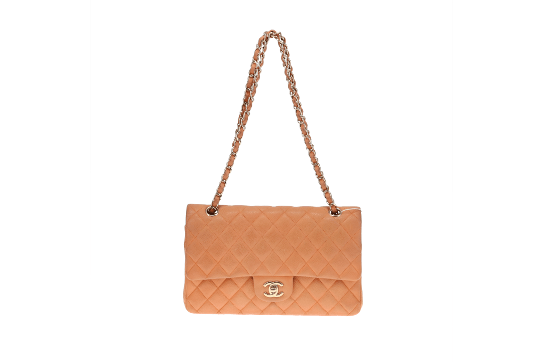 Chanel Classic Medium Double Flap Peach Caviar Leather GH 2012