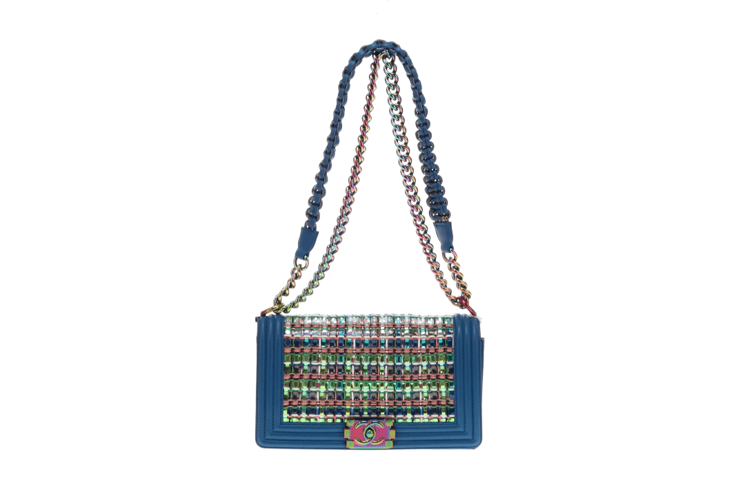 Chanel Boy Bag Old Medium Blue/Multi Braided 2017/18