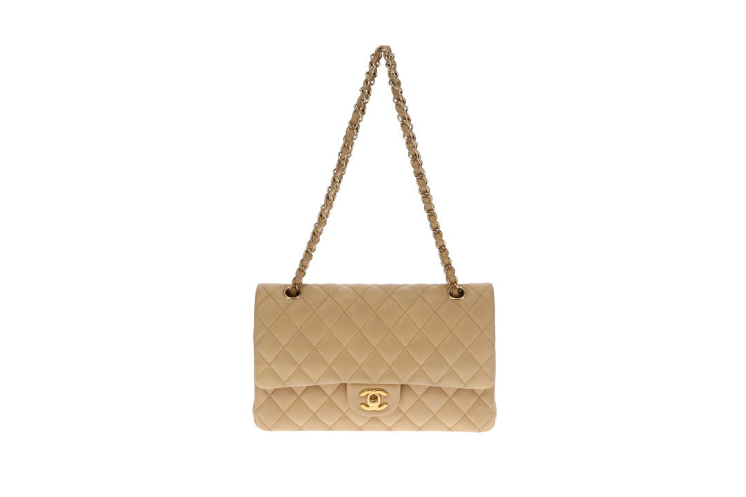 Chanel Classic Medium Double Flap Beige Leather GHW 2012