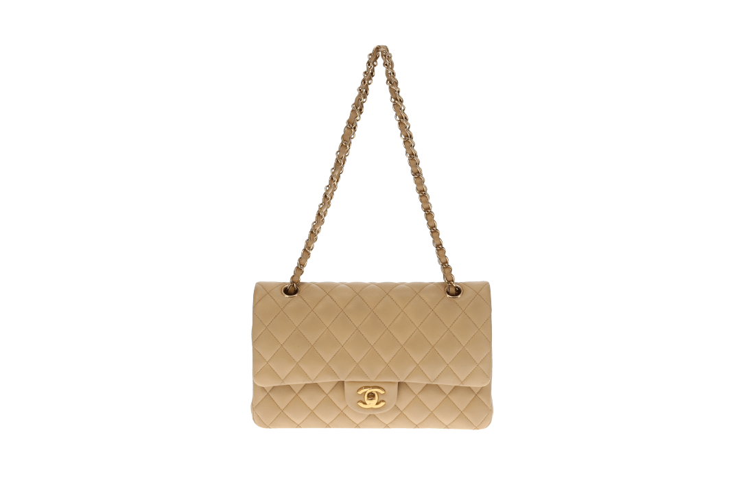 Chanel Classic Medium Double Flap Beige Leather GHW 2012