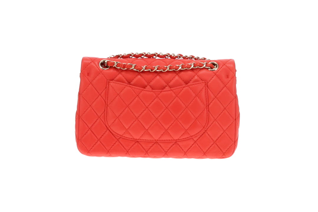 Chanel Classic Medium Double Flap Coral Red Lambskin SH 2008/09