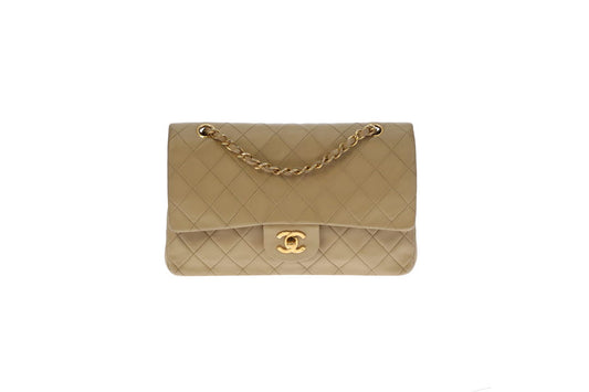 Chanel Classic Medium Double Flap Vintage Beige Lambskin GH (1991/94)