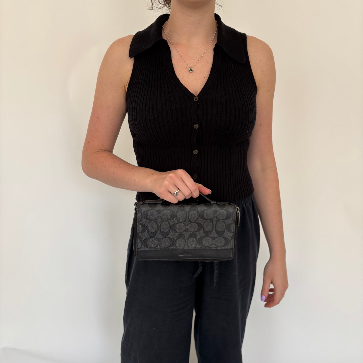 Coach Travel Wallet Black Signature