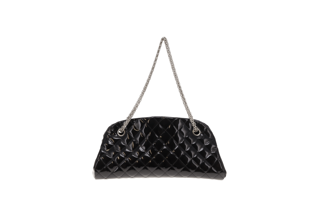Chanel Mademoiselle Bowling Bag Black Patent Leather SHW 2011
