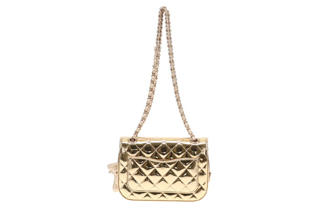 Chanel Mini Flap Bag in Mirrored Calf with Star Coin Purse in Metallic Calf 2024