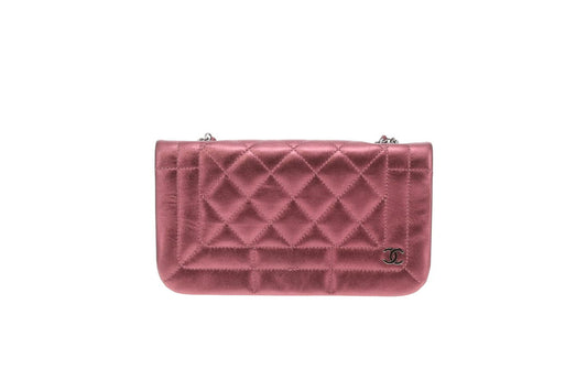 Chanel CC Quilted Pink Iridescent Calfskin Full Single Flap