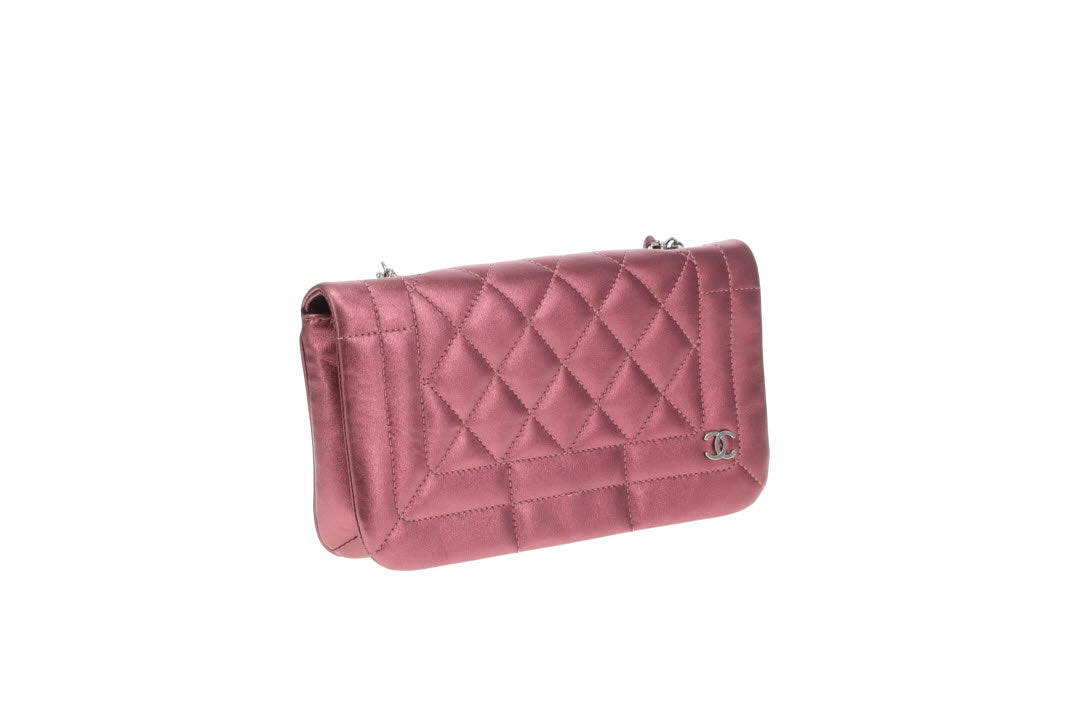 Chanel CC Quilted Pink Iridescent Calfskin Full Single Flap