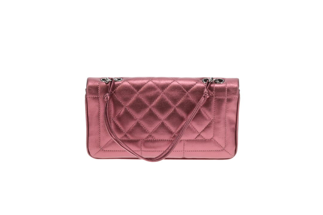Chanel CC Quilted Pink Iridescent Calfskin Full Single Flap