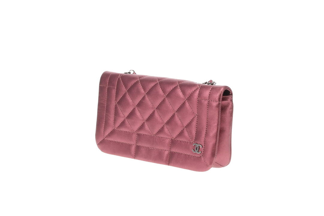 Chanel CC Quilted Pink Iridescent Calfskin Full Single Flap