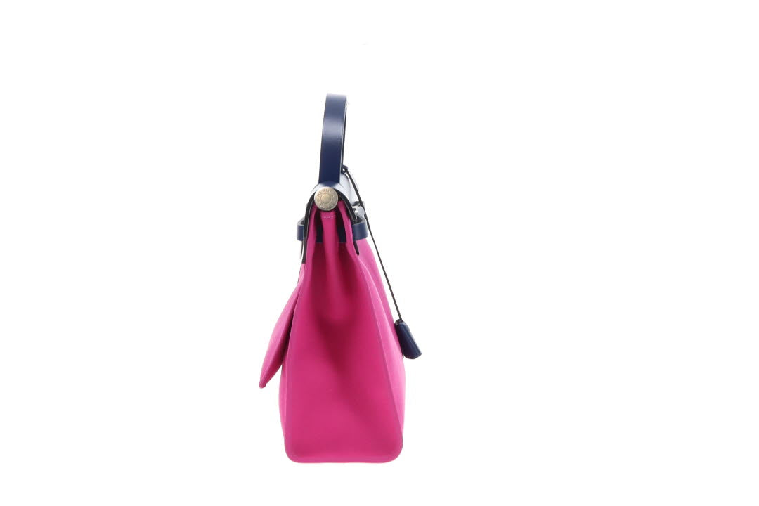 Hermes Magnolia Canvas and Bleu Saphir Vache Hunter Herbag Zip 31cm