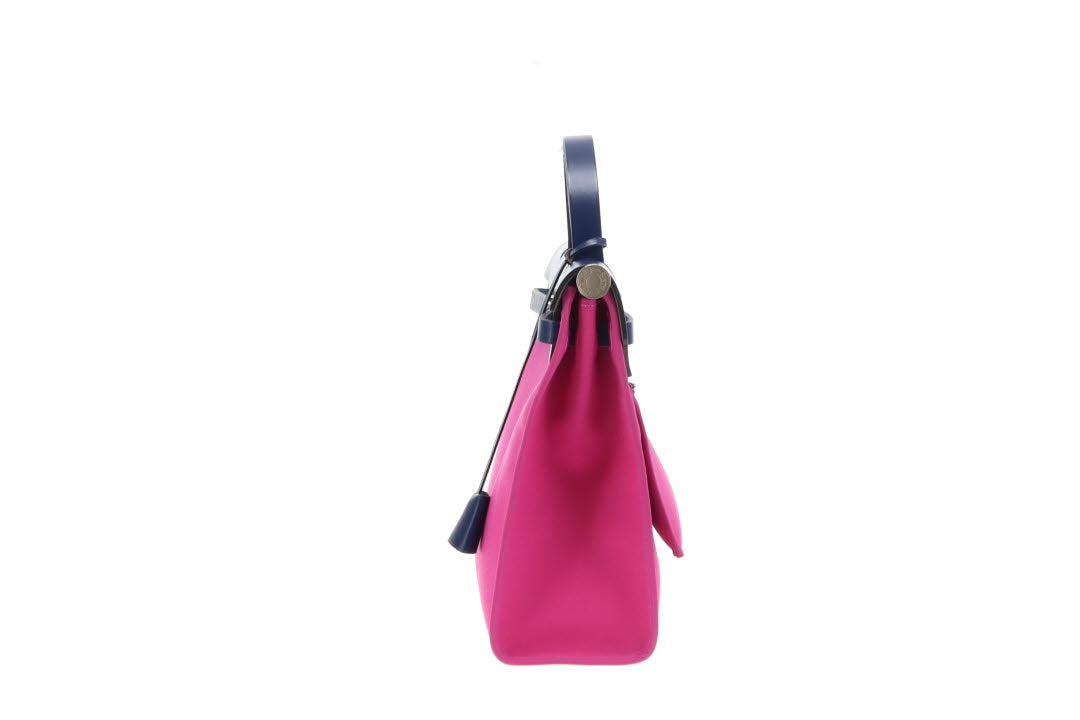Hermes Magnolia Canvas and Bleu Saphir Vache Hunter Herbag Zip 31cm