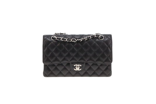 Chanel Classic Double Flap Medium Black Caviar With Silver Hardwear 2013