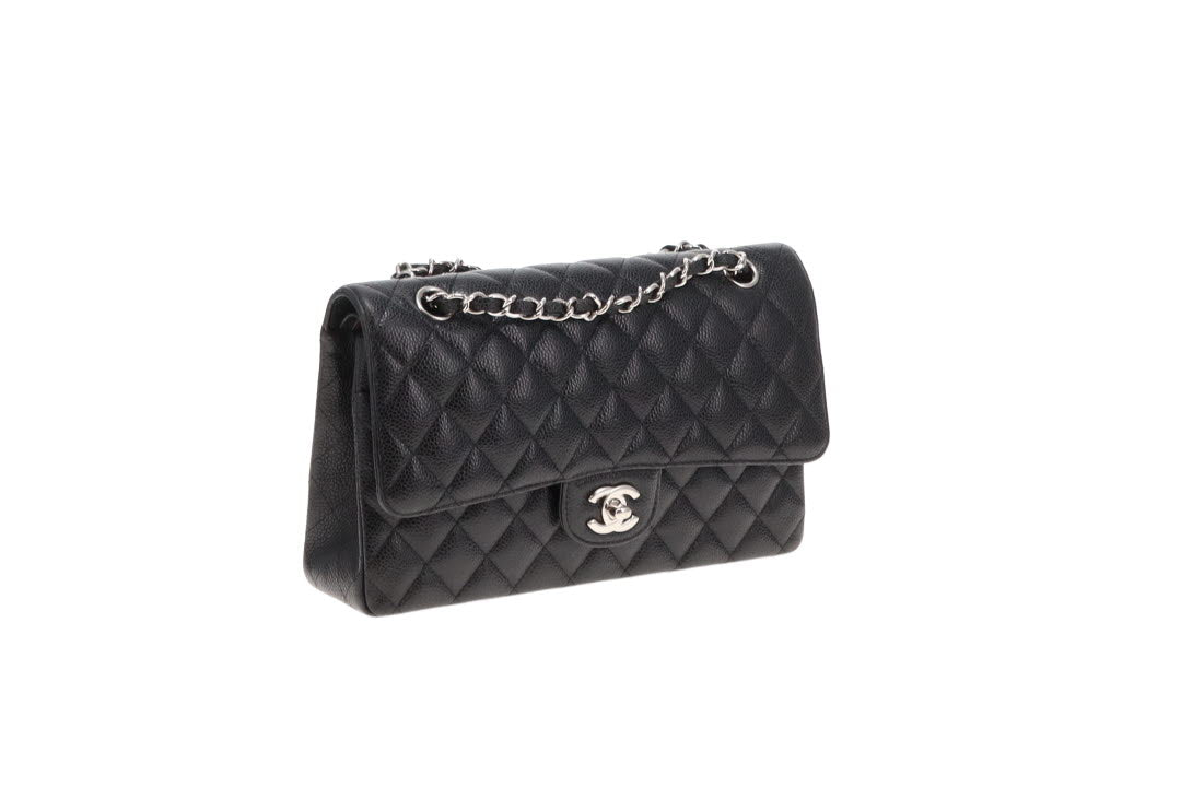 Chanel Classic Double Flap Medium Black Caviar With Silver Hardwear 2013