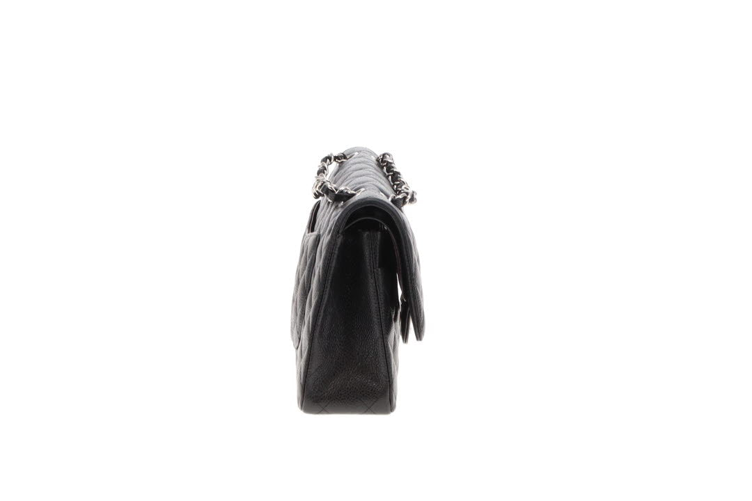 Chanel Classic Double Flap Medium Black Caviar With Silver Hardwear 2013