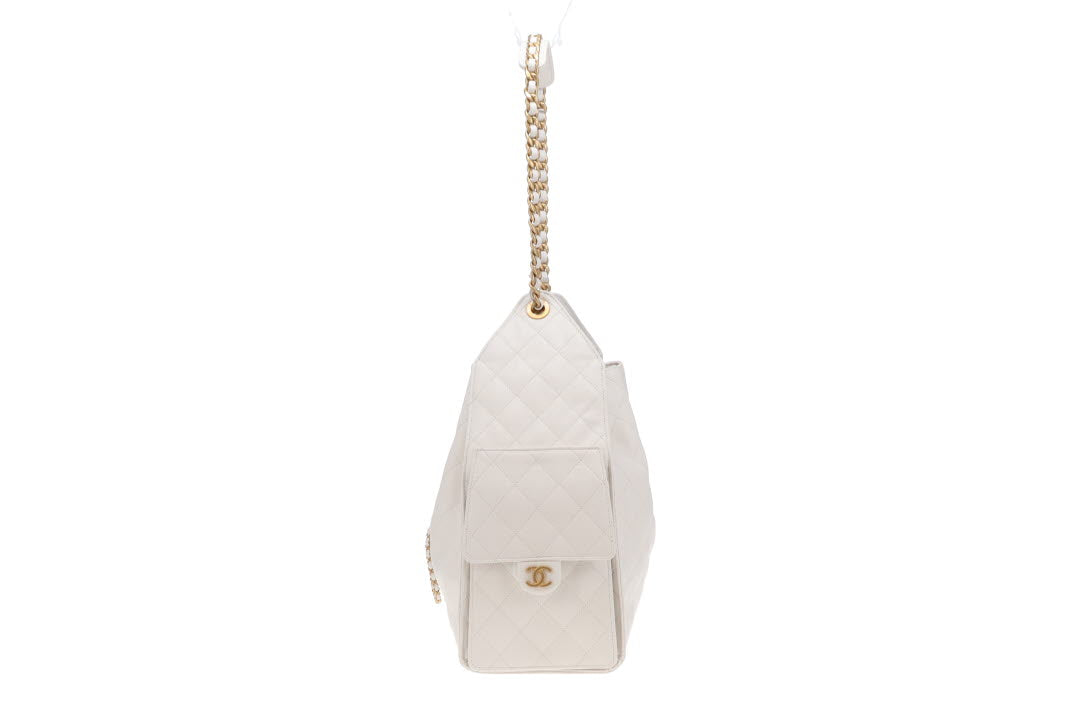 Chanel 25 White Caviar GHW 2025