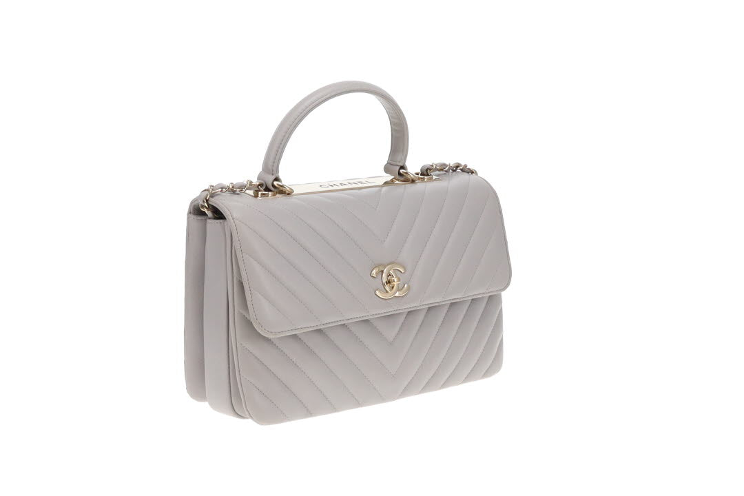 Chanel Trendy Chevron Quilted Medium CC Flap Bag Grey 2018