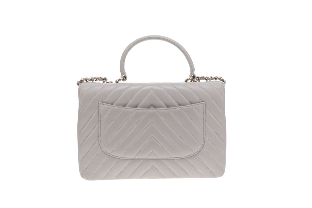Chanel Trendy Chevron Quilted Medium CC Flap Bag Grey 2018