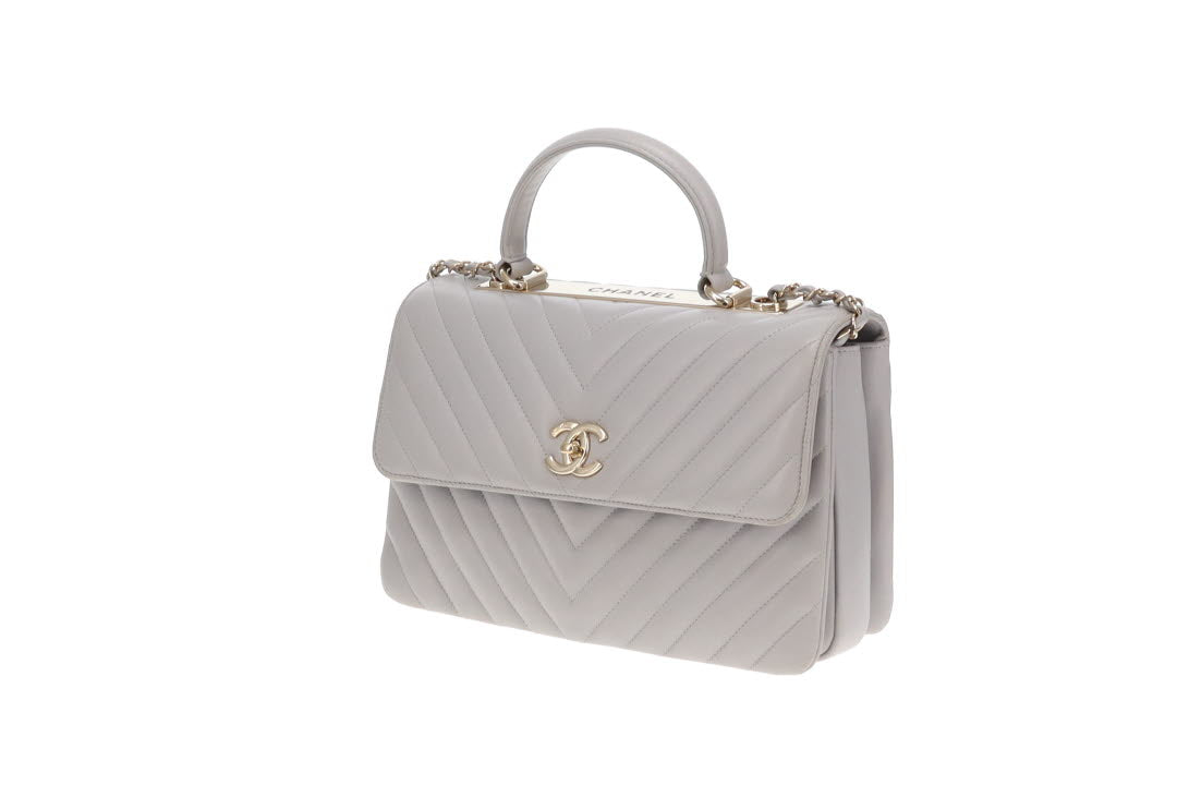 Chanel Trendy Chevron Quilted Medium CC Flap Bag Grey 2018