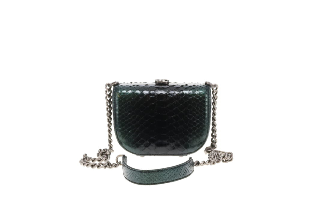 Chanel Python Dark Emerald Box Bag 2013 Rare Luxe Ligne